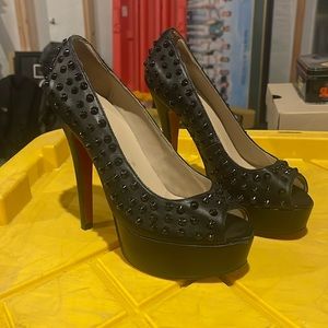 Christian Louboutin Alti Spiked Black Leather 140